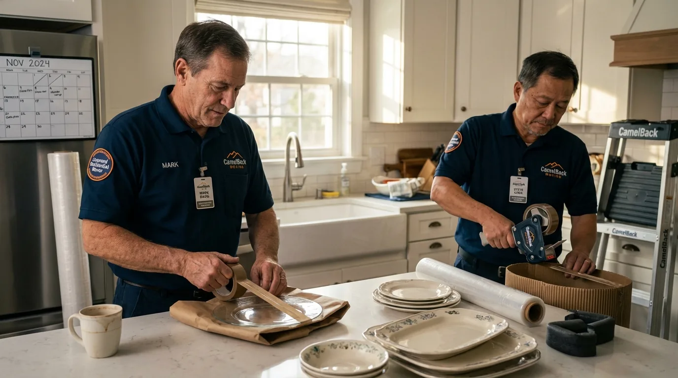Professional crew packing kitchen dishware in Nortonville, KY
