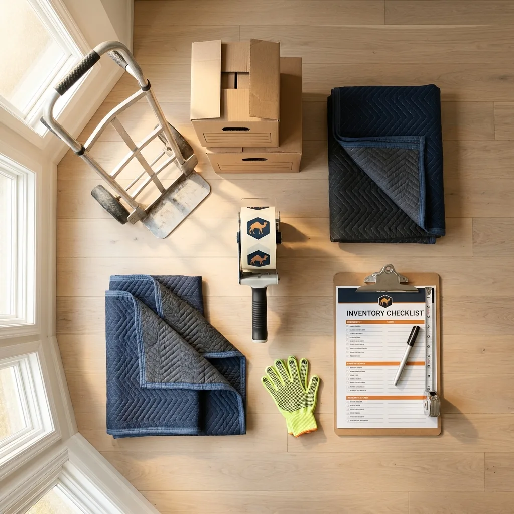 Professional moving supplies and packing materials layout for Nortonville residential relocations